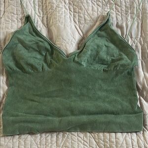 Green Free People Ribbed Women's Top